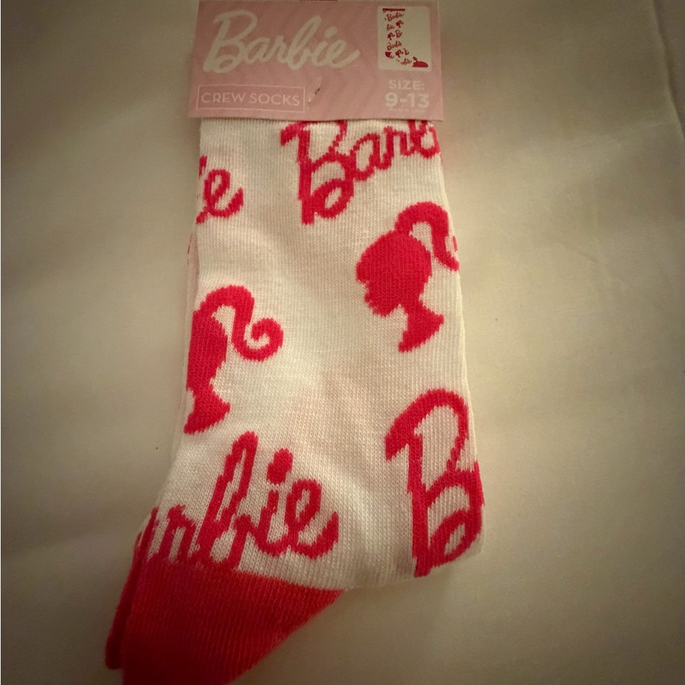 Barbie Red and White Logo Crew Socks